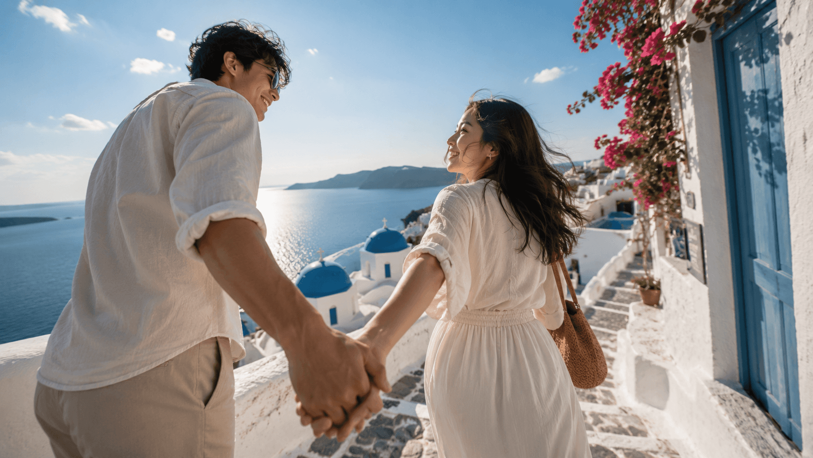 Sunset atmosphere in Santorini, Yunani